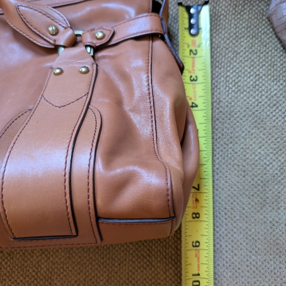 cole Haan Brown Leather Handbag with Scarf Accent - Picture 13 of 16